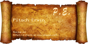 Pitsch Ervin névjegykártya
